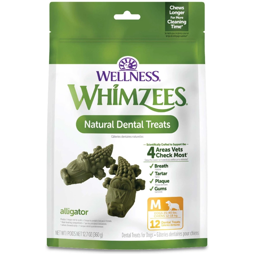 WHIMZEES by Wellness Alligator Dental Chews Natural Grain-Free Dental Dog Treats