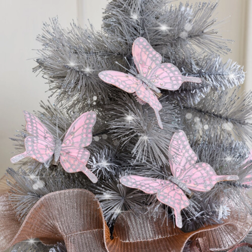 Set of 3 Pink & Silver Glitter Butterfly Clips - 11cm on OnBuy