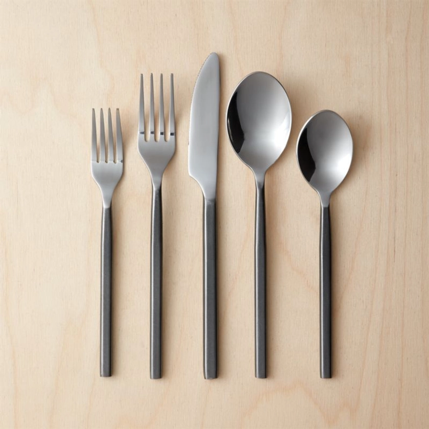 Abe 20-Piece Brushed Black Flatware Set + Reviews | CB2