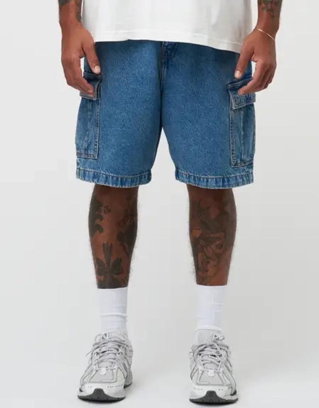 Relaxed Fit Cargo Jorts in Dark Blue | Hallensteins AU