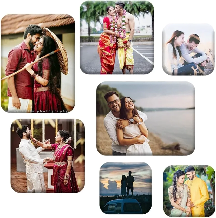 Buy Deep Print Customized Acrylic Photo Fridge Magnets | Glass Like Finish | Waterproof MULTI SIZE | Set of 7 | Wedding Gift, House Warming, Home Decore Online at Low Prices in India - Amazon.in