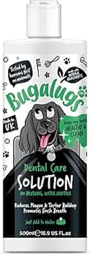 BUGALUGS Dog Breath Freshener Dental Care Water Additive. Clean Teeth, Healthy Gums & Fresh Breath - Natural Dog plaque remover & tartar remover for teeth - No Brushing Needed