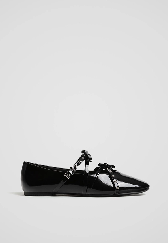 Ballet flats with studded straps - Women's See all | Stradivarius United Kingdom