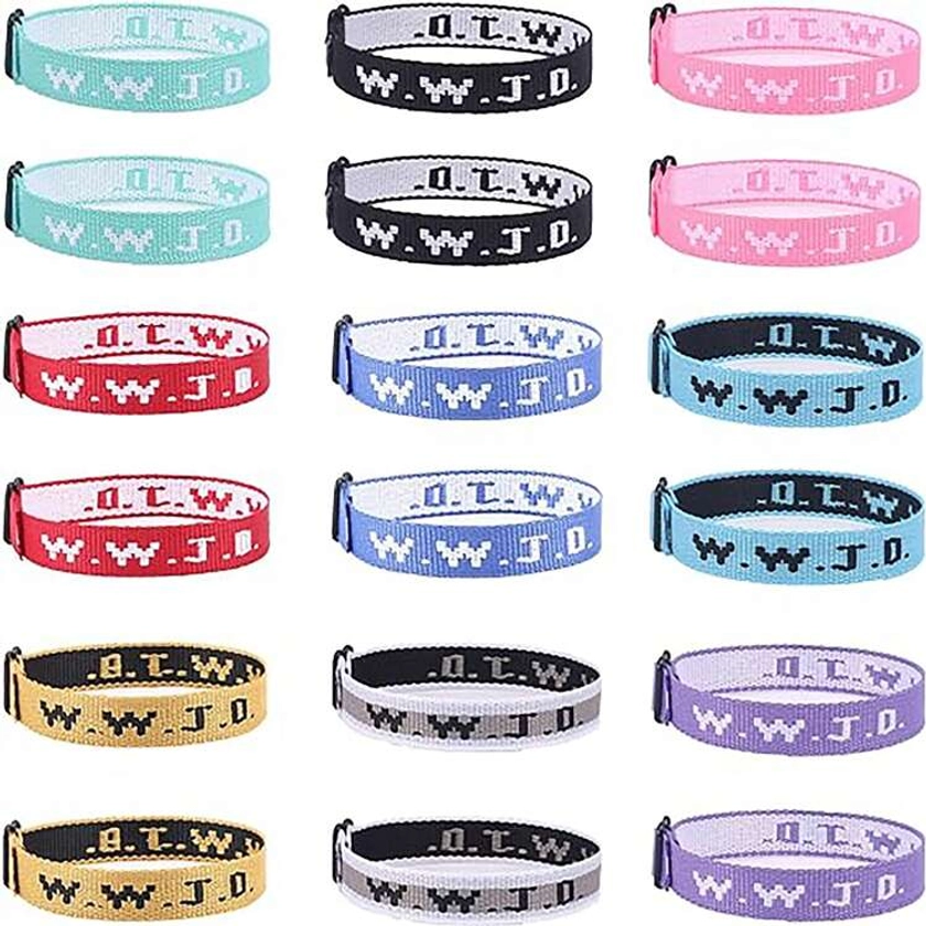 18 PCS WWJD Bracelets Pack Adjustable Wristbands What Would Jesus Do Bracelets Inspirational Christian Bracelets For Women Men Gifts