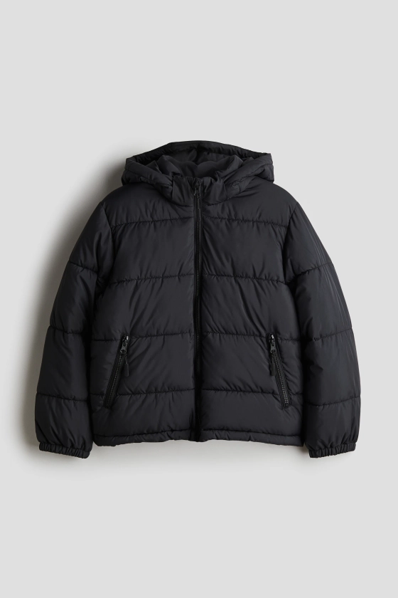 Puffer jacket - Long sleeve - Regular length - Black - Kids | H&M GB