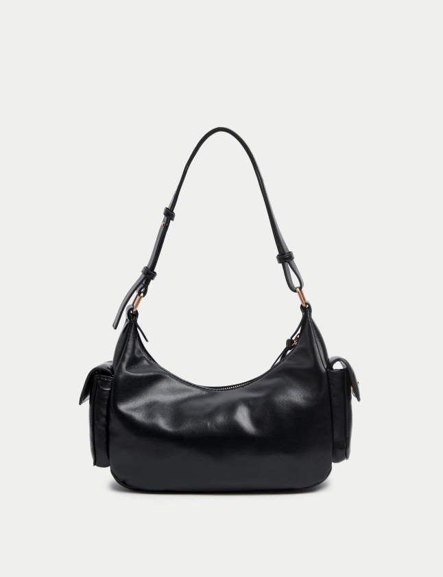 Faux Leather Utility Shoulder Bag