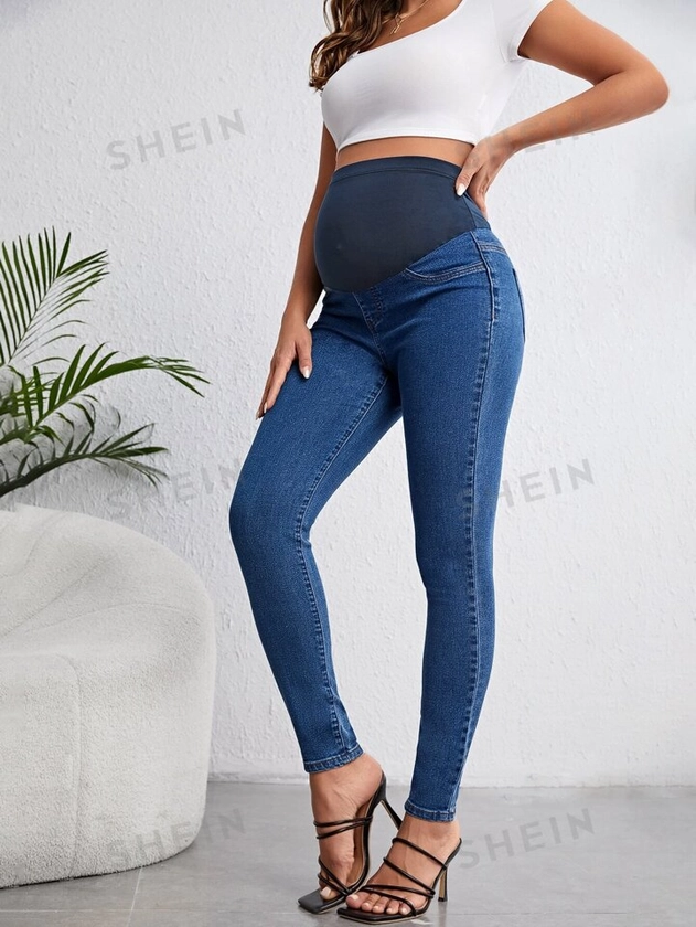 SHEIN Maternity Adjustable Waist Skinny Jeans