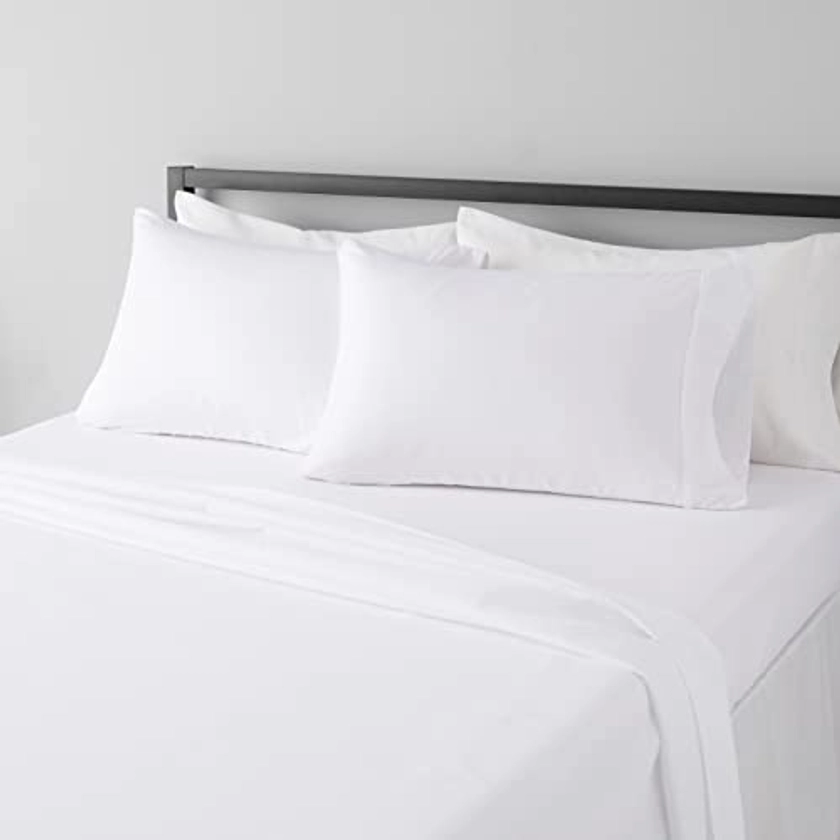 Amazon.com: Amazon Basics Lightweight Super Soft Easy Care Microfiber 4-Piece Bed Sheet Set with 14-Inch Deep Pockets, Full, Bright White, Solid : Home & Kitchen