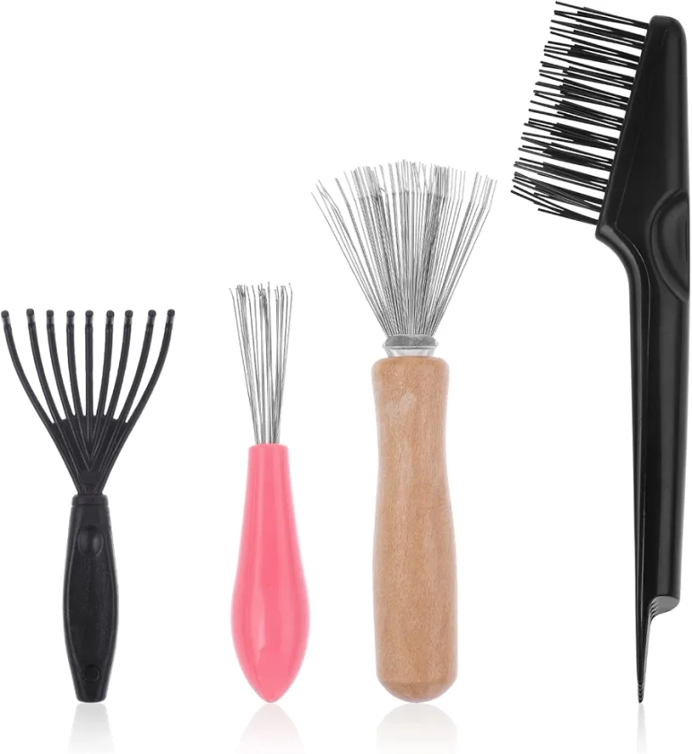 Lot de 4 brosses à cheveux - Brosse de nettoyage pour cheveux - Outil de nettoyage pour enlever la poussière des cheveux - Utilisation à domicile en salon (4 styles)