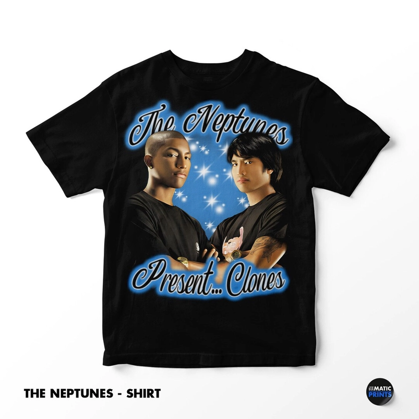 Rare Y2K Vintage Spray Paint Shirt of The Neptunes | Pharrell Williams and Chad Hugo - Hip Hop Graphic Tee - Pharrell Shirt