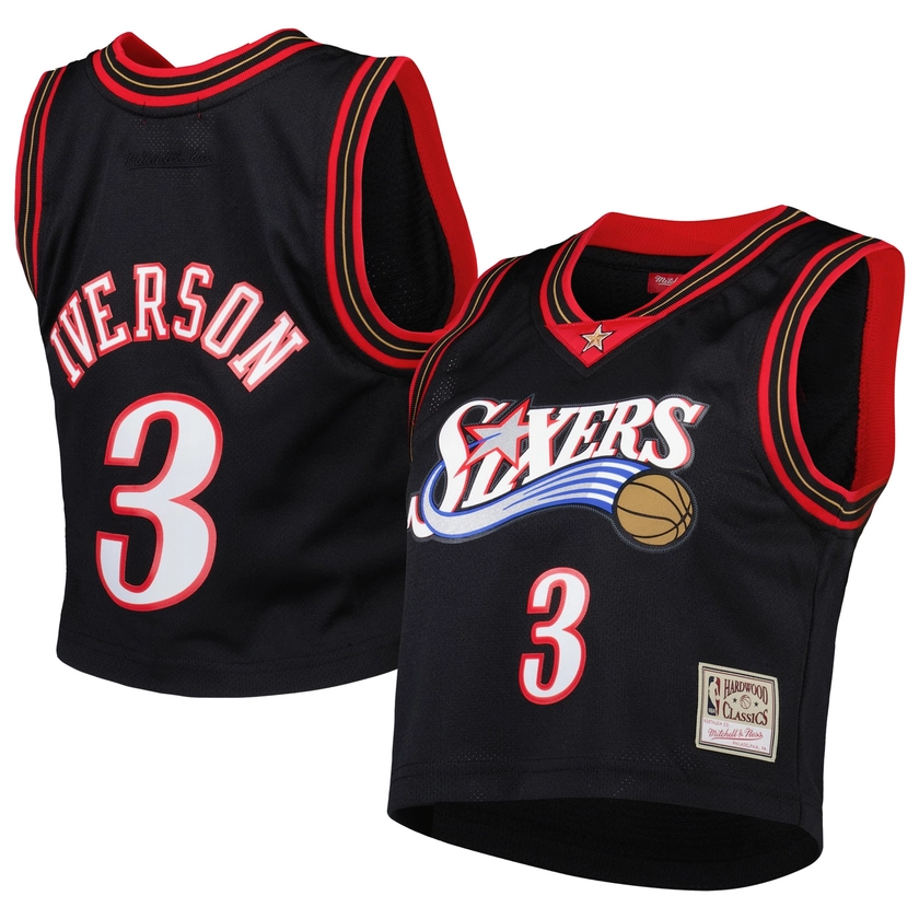 Women's Philadelphia 76ers Allen Iverson Mitchell & Ness Black 2000 Hardwood Classics Crop Player Tank Top