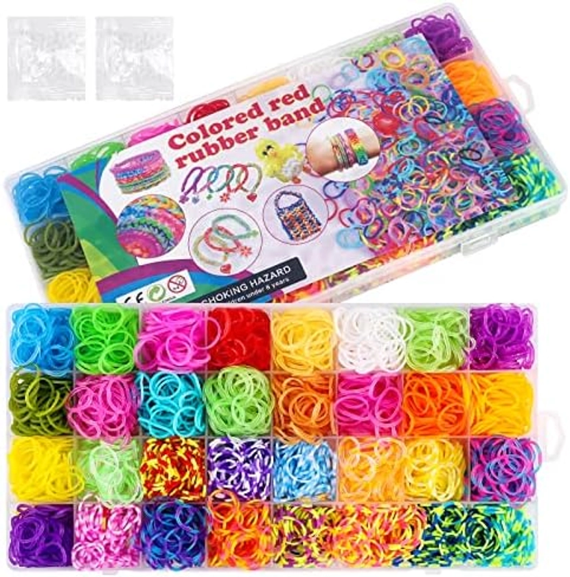 Loom Bands Refill Kit 2000+ Colorful Rubber Bands in 32 Colors Twist Bands with S Clip for DIY Bracelet Making Handmade Bracelets Friendship Bracelet Kit