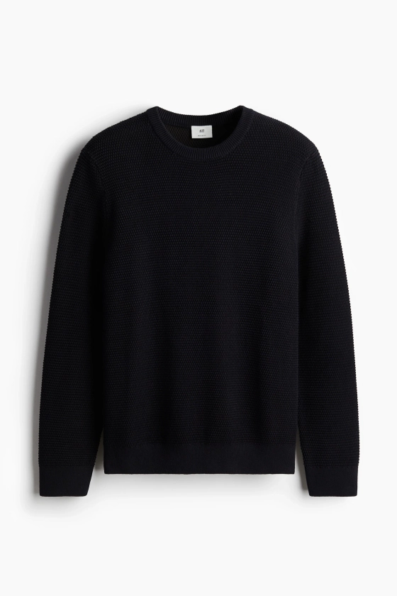 Regular Fit Waffled jumper - White - Men | H&M GB