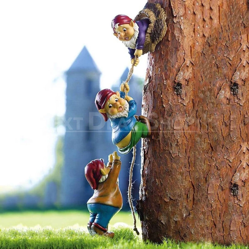 Resin Climbing Tree Gnomes Decor