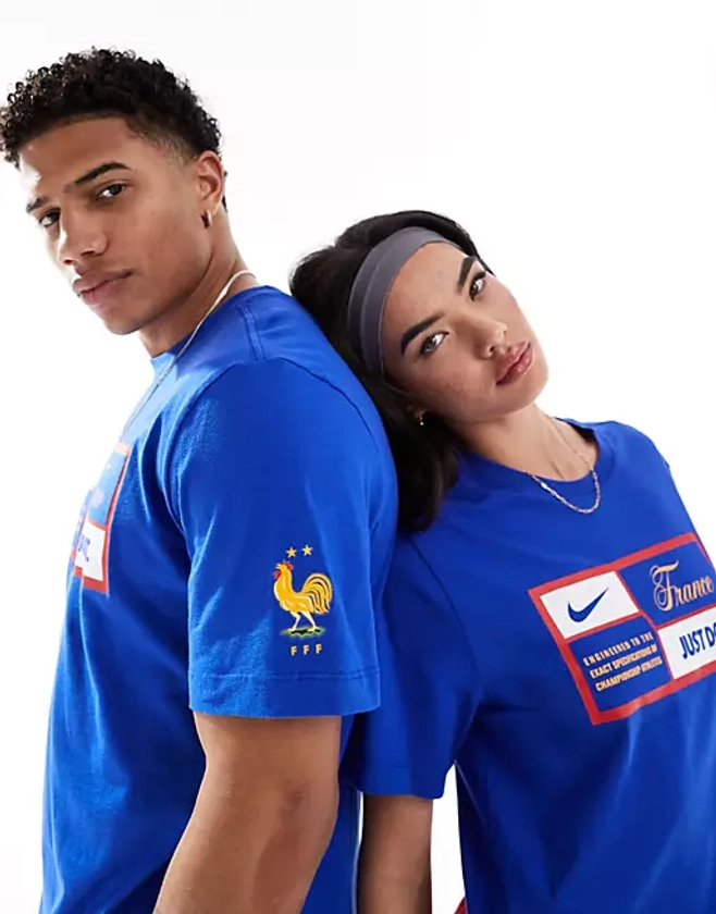 Nike Football - Euro 202024 - France - T-shirt unisexe à inscription « Just Do It » - Bleu | ASOS