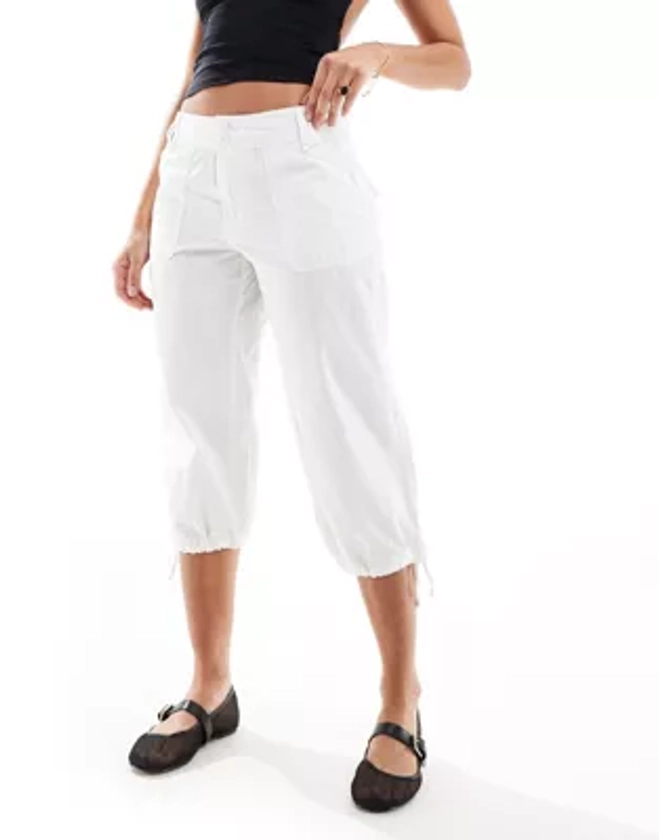 Bershka pocket detail capri trousers in ecru | ASOS