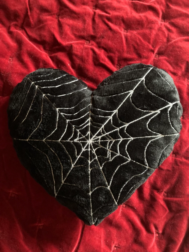 Valloween Heart Shaped Pillow, Gothic Valentines Day Pillow, Dark Valentines Day Decor