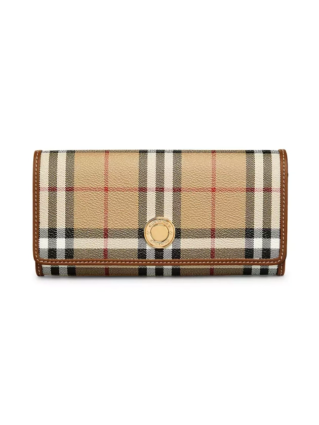 Burberry Halton Vintage Check & Leather Continental Wallet