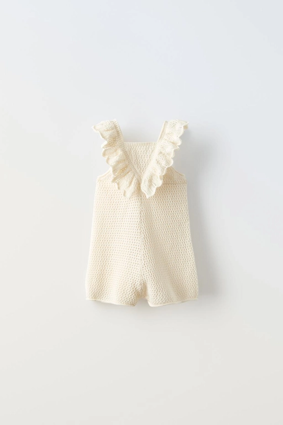 CROCHET KNIT DUNGAREES WITH RUFFLES