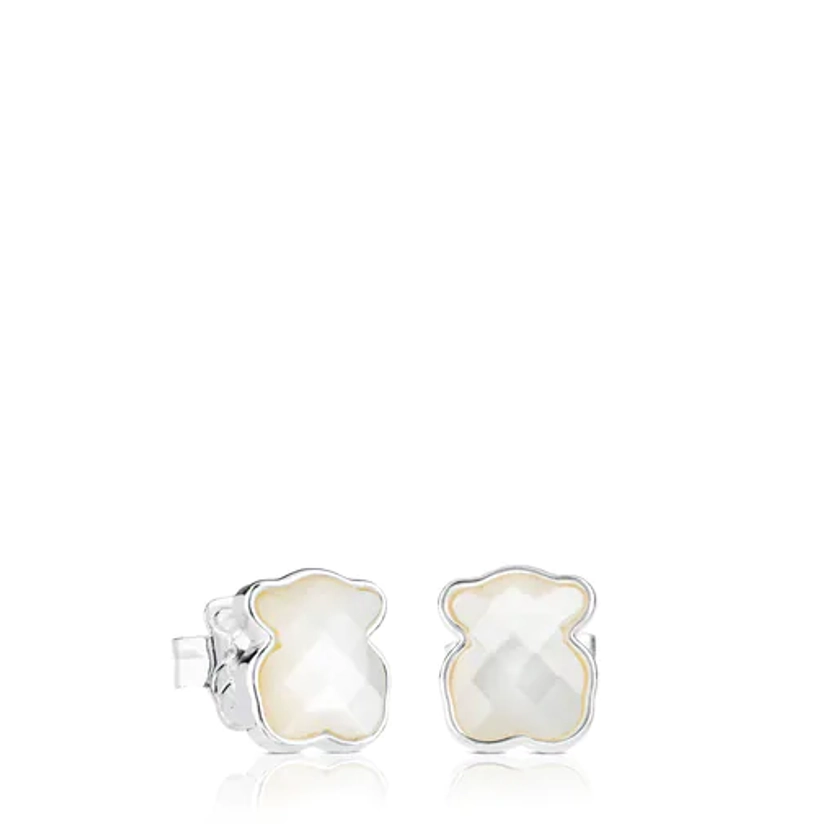 Silver Earrings with faceted mother-of-pearl Bear motif TOUS Color