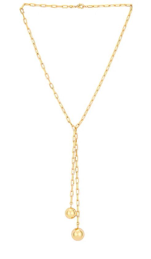 Double Ball Link Drop Lariat Necklace