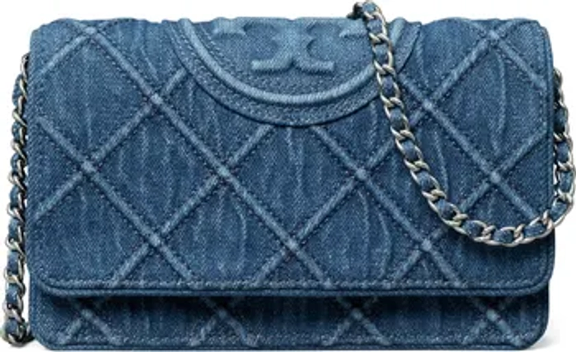 Fleming Soft Denim Wallet on a Chain