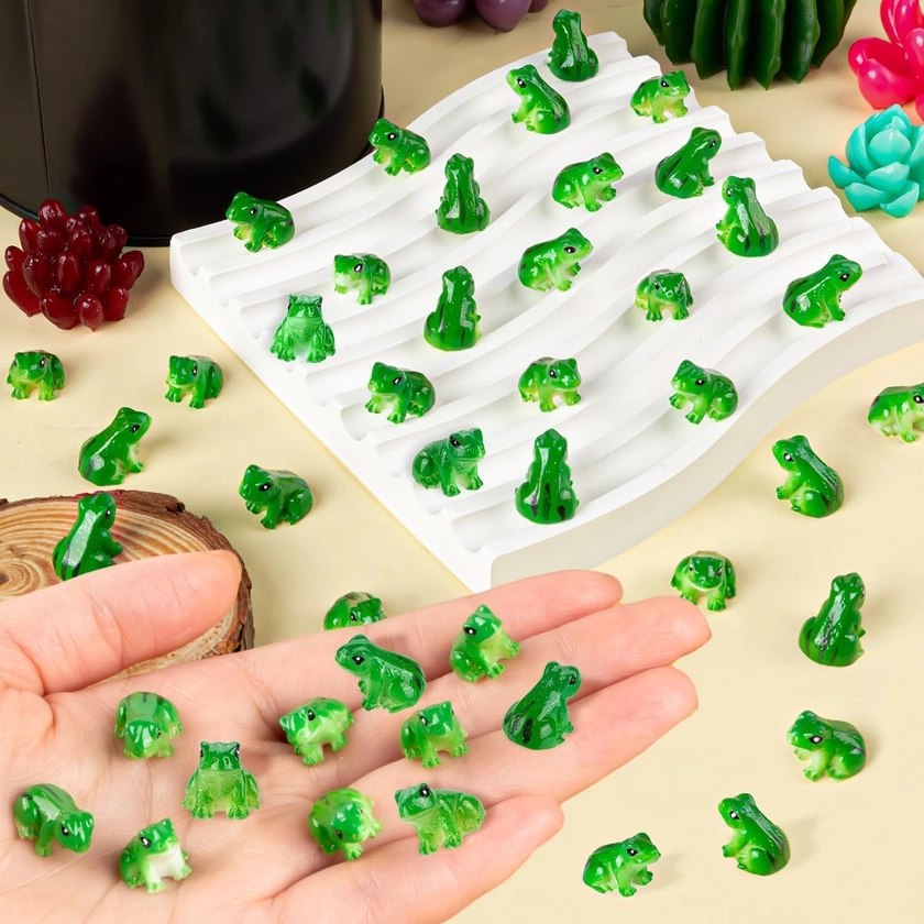 Charming Mini Resin Frogs - Green Frog Figurines For Fairy Gardens, Diy Terrariums & Aquarium Decor