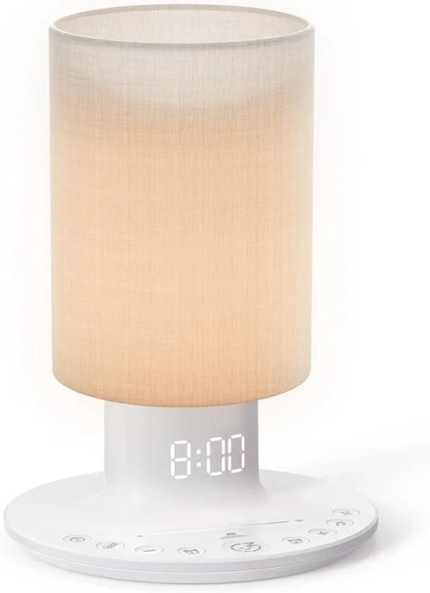 REACHER Sunrise Lamp with Dual Alarm Clock, Adjustable Sunrise Alarm Clock Wake Up Light, Touch Bedroom Lamp, 12 Color Nightlight, 5-100% Brightness, Digital Clock Dimmer, Decor for Bedside, Table