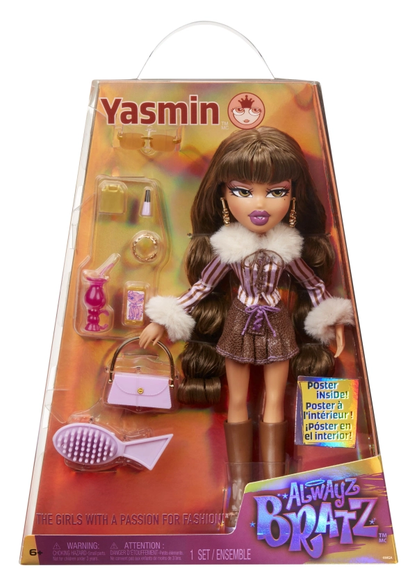 Muñeca de Moda Alwayz Bratz Yasmin con 10 Accesorios y Póster, Multicolor