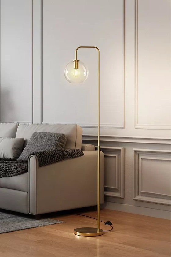 Lighting | Contemporary Arc Arm Floor Lamp | Living and Home
