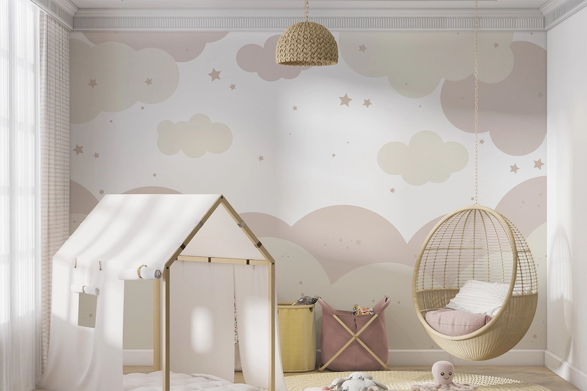 Wall murals Clouds and stars in pastel colors nr. u95398 - Uwalls.co.uk