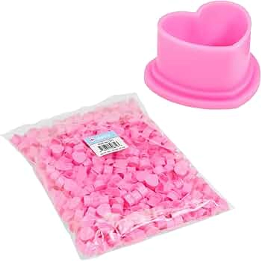 Heart Tattoo Ink Caps Cups with Base for Tattoo, Tattooing, Disposable Pigment Holder, Microblading Tattoo Supplies, Large, Bag of 500, Pink