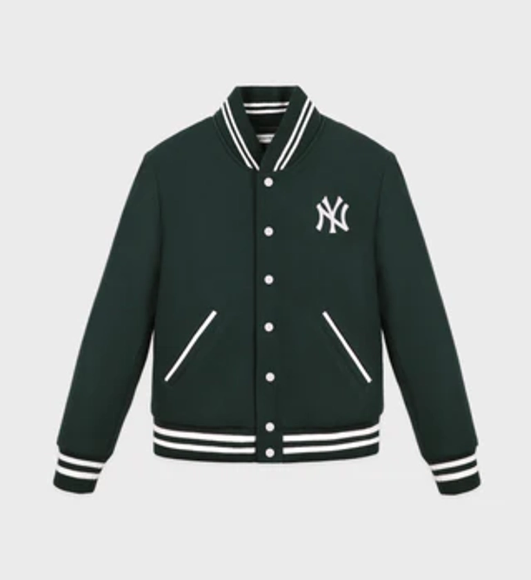 Yankees Serif Varsity Jacket - Forest/White