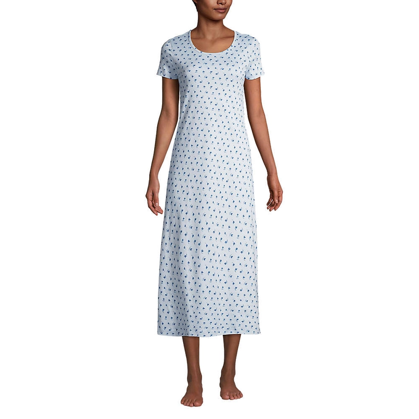 Women's Supima Cotton Short Sleeve Midcalf Nightgown Dress