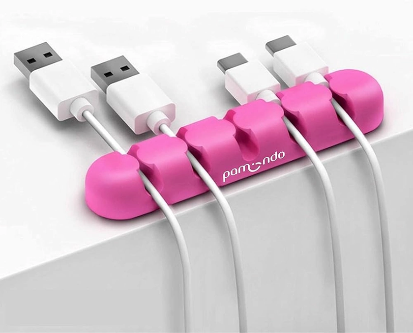 pamindo Cable holder, cable clips, cable manager for Desk, computer, Car, USB charging - silicone organiser with 3M adhesive tape for home (Pink, 3) : Amazon.co.uk: DIY & Tools