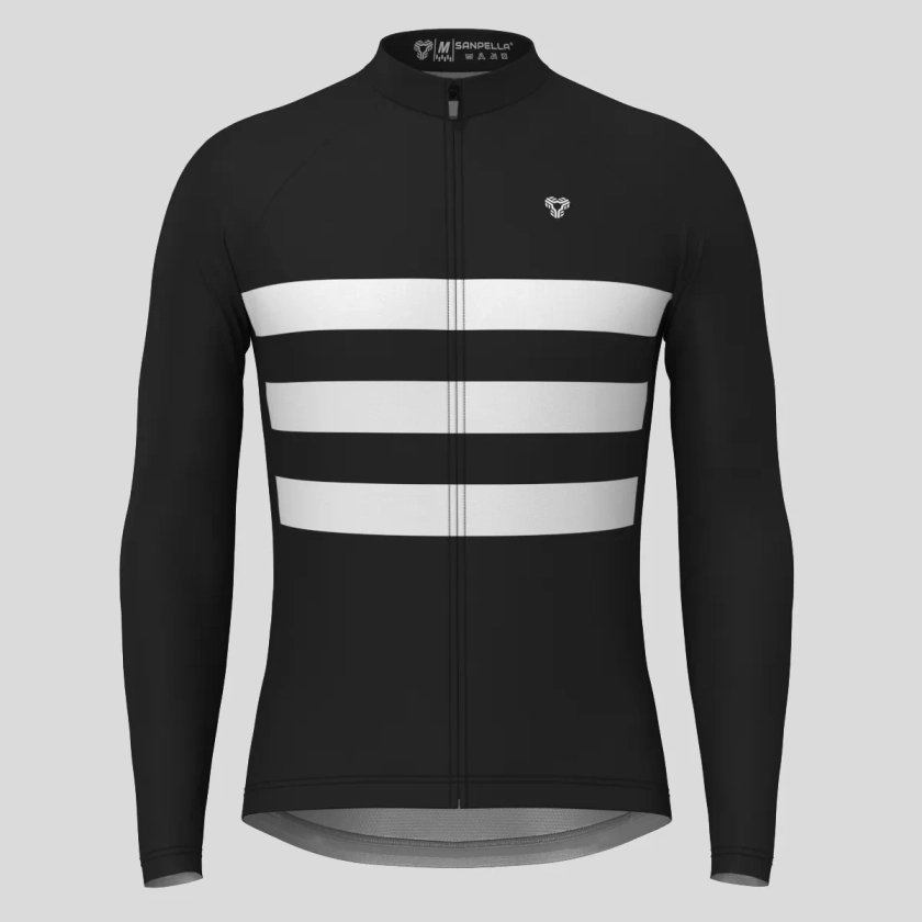 Men's Classic Stripes LS Cycling Jersey - Black/White | Sanpella.cc