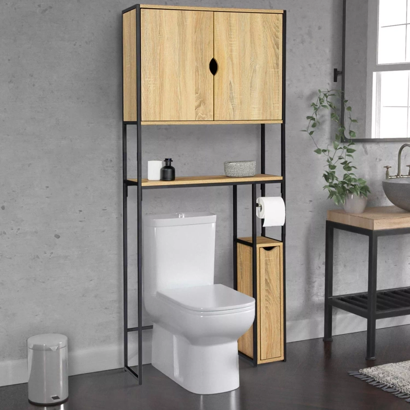 Meuble WC 3 en 1 avec armoires de rangement DETROIT design industri...