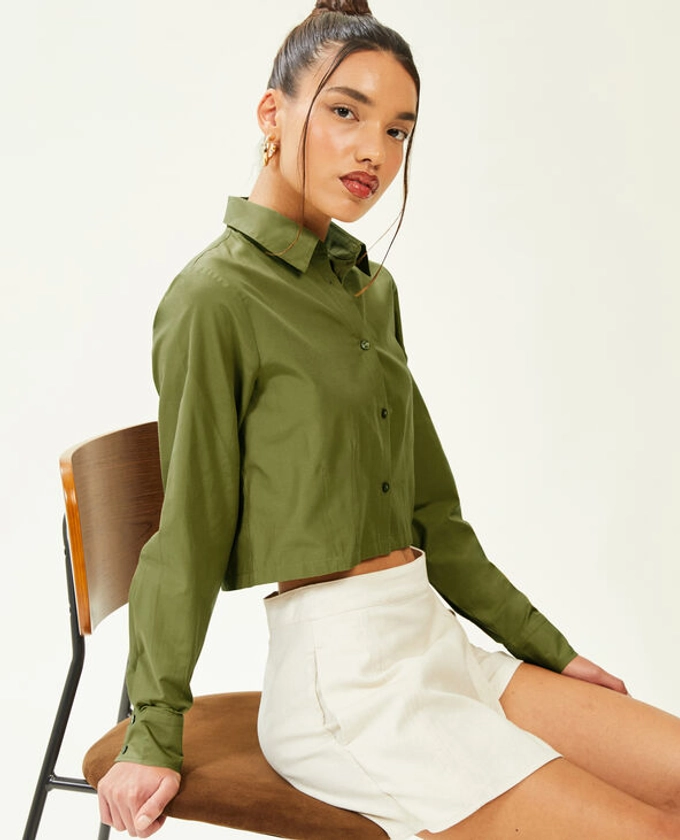 Chemise courte - Vert olive