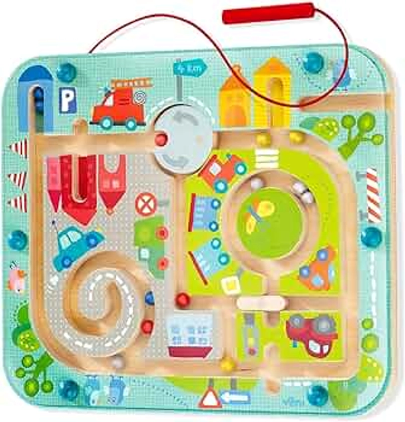 HABA Busy Board for Toddlers 2-4: Town Magnetic Maze Puzzle Game - Toddler Travel Toys for Preschoolers