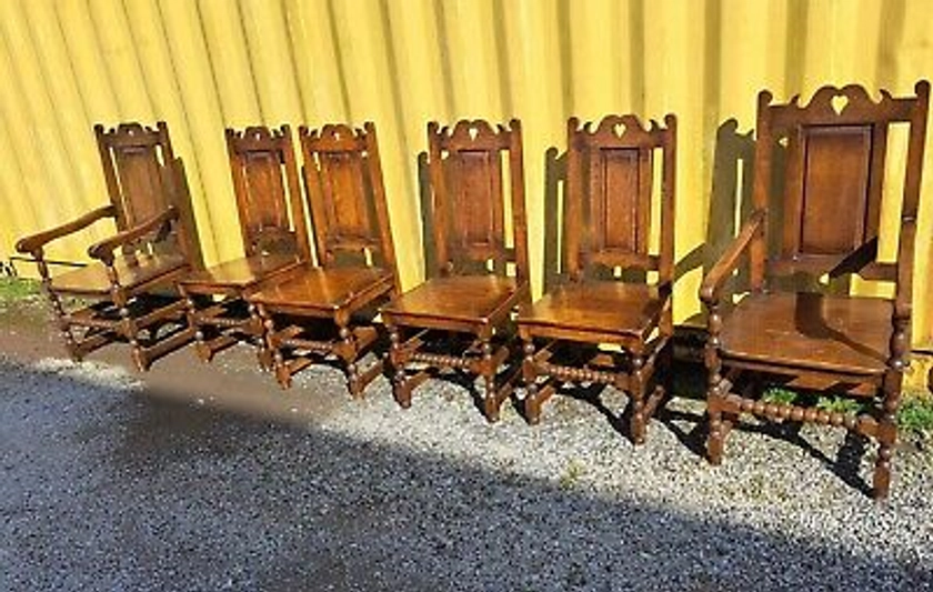 6 Antique Oak Dining Chairs CAN DELIVER | eBay