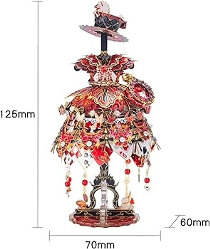 MU 3D Metal Puzzles for Adults Building Alice in Wonderland Red Ball Dress, Miniature Metal Model Kits Assembling, Birthday Bridal Gift DIY Toys Wedding Decoration Desk Decor