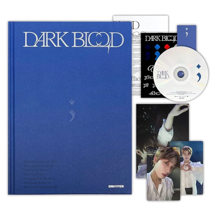 ENHYPEN - [DARK BLOOD] (HALF Ver.) Photo Book + CD-R + Photo Card + Message Photo Card + Sticker + Postcard + Bookmark + Poster With Lyrics + 2 Pin Button Badges + 4 Extra Photocards