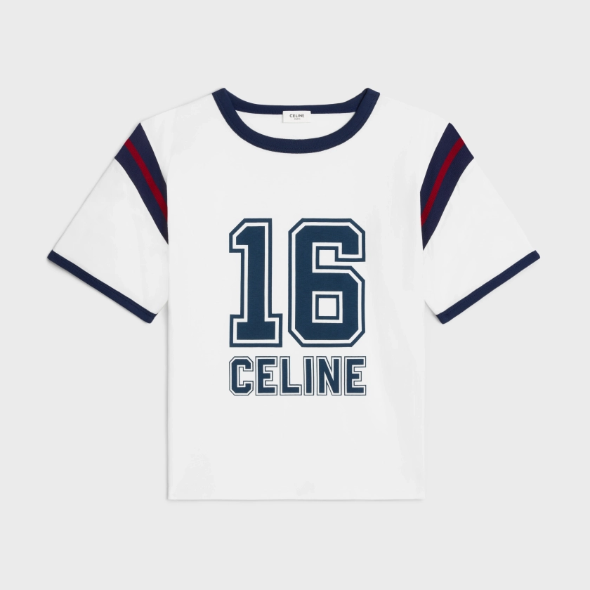 T-SHIRT BOXY CELINE 16 IN JERSEY DI COTONE - OFF-WHITE/TOUAREG/RUGGINE | CELINE