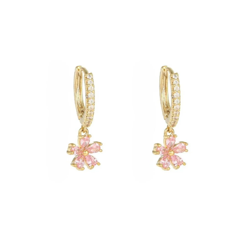 Earrings sparkling flower pink