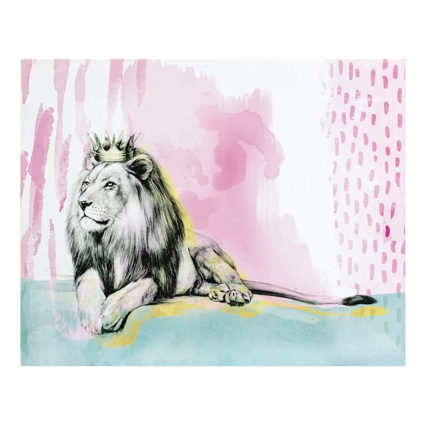 Pink Lion Abstract Canvas Wall Art, 20x16