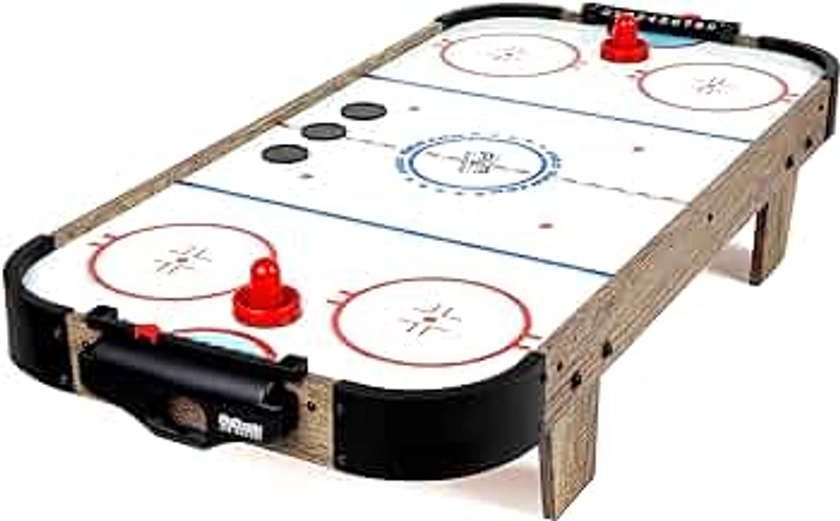 GoSports 40 Inch Table Top Air Hockey Game for Kids - AC Outlet Powered Motor – Oak or Black