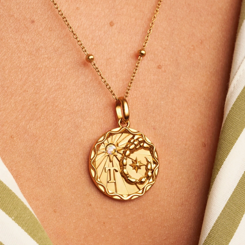 Custom Zodiac Coin Necklace (Gold)