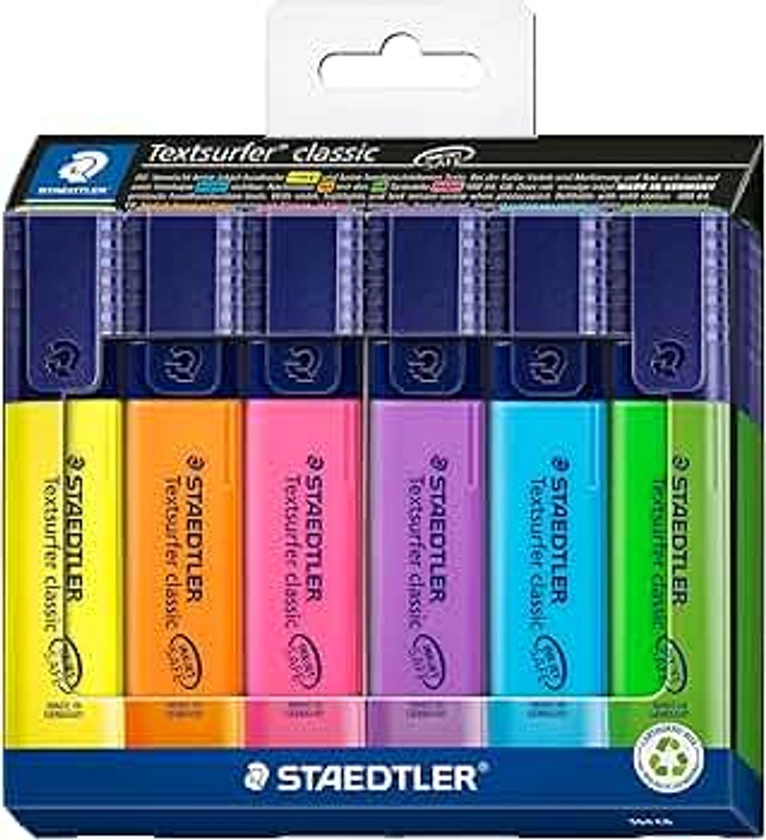 STAEDTLER 364 C6 Textsurfer Classic Highlighter - Assorted Colours (Card Pack of 6)