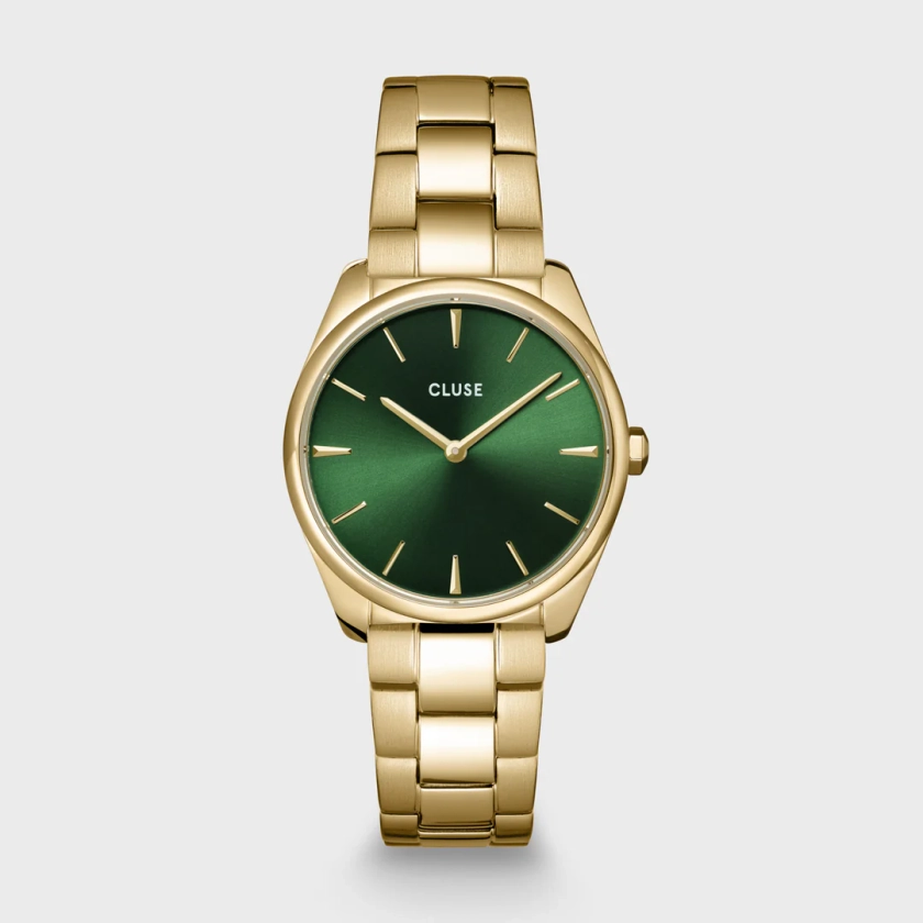 Féroce Petite Watch Steel Green, Gold Colour