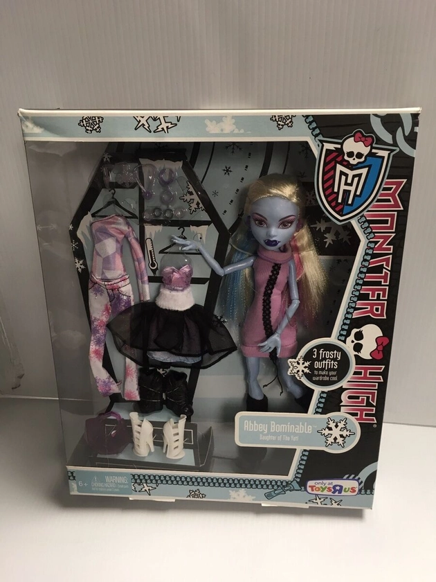 MONSTER HIGH DOLL (ABBEY BOMINABLE) WITH 3 FROSTY OUTFITS 2011 MATTEL EDITION!